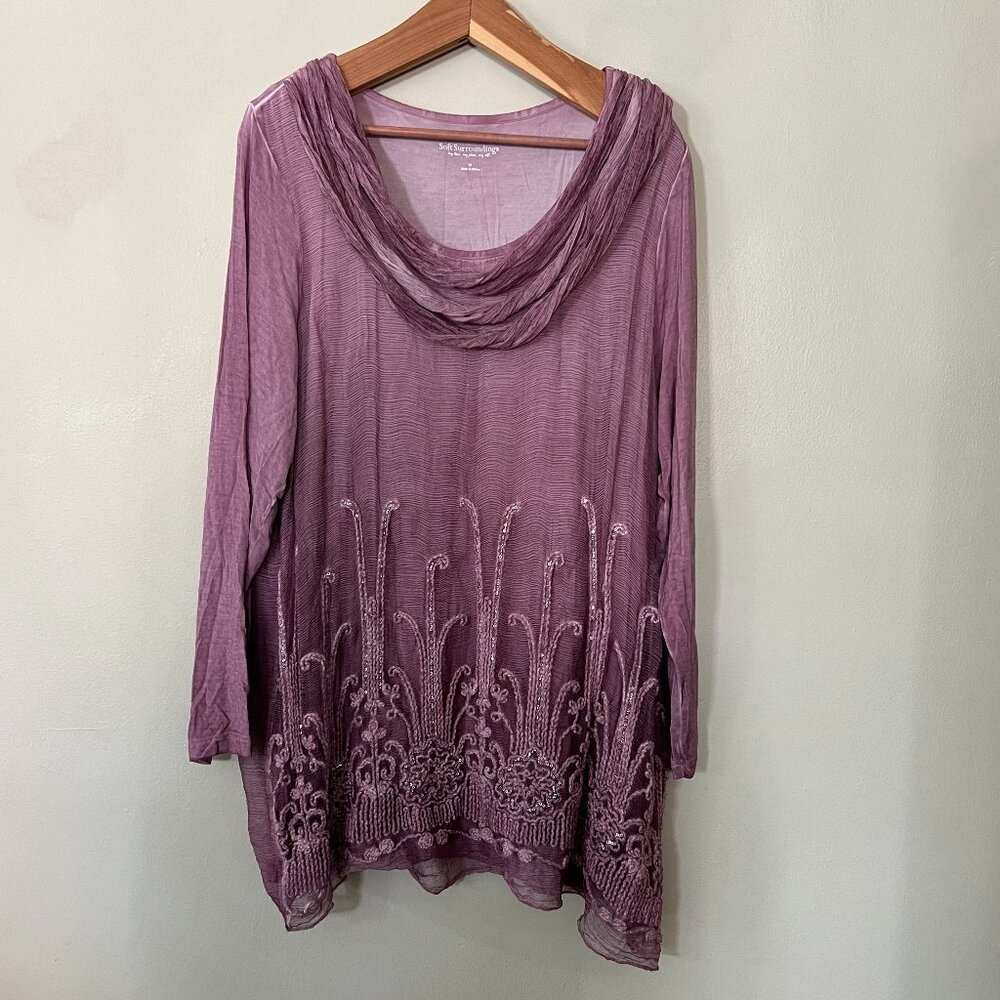 Soft Surroundings Mauve Embroidered Tunic